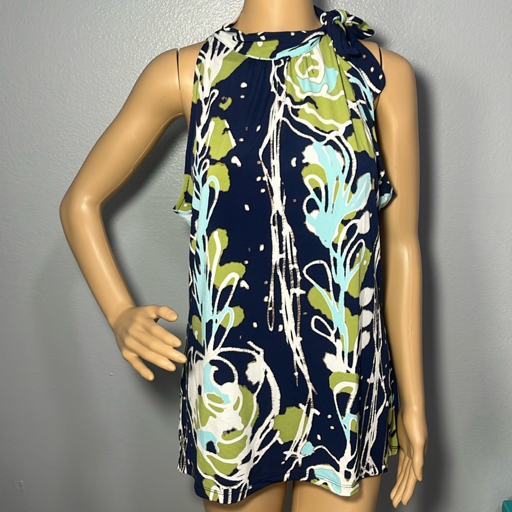 Merona Abstract Floral Tie Neck Halter Top